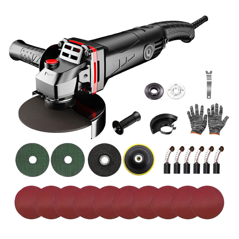 Angle Grinder 6 Speeds with Accessory Set for Metal and Stone Grinding